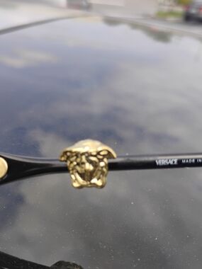 Versace Sunglasses Temple with Gold Medusa Accent - Black & Gold